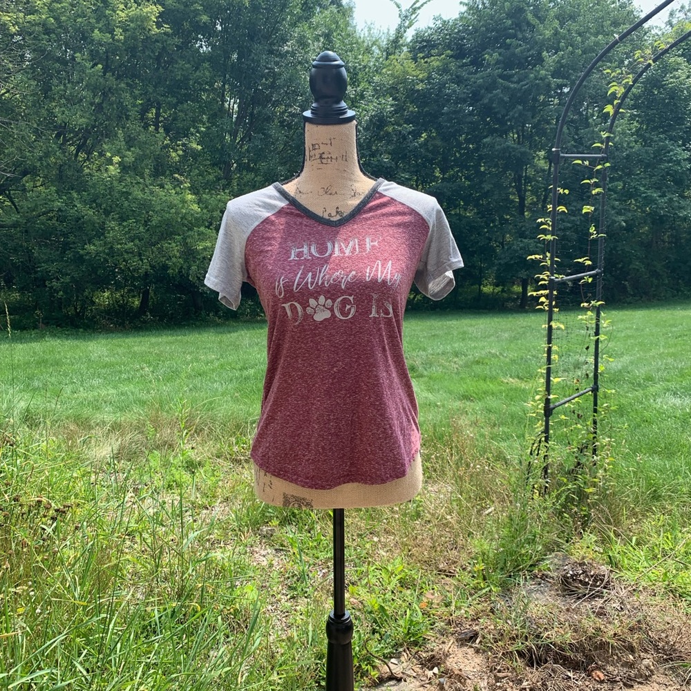 red and gray shirt